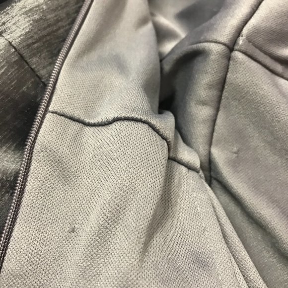 Le Chateau Gunmetal Grey Shiny Stretchy Flowy Ruffle bodycon dress Formal NWT - Picture 6 of 7